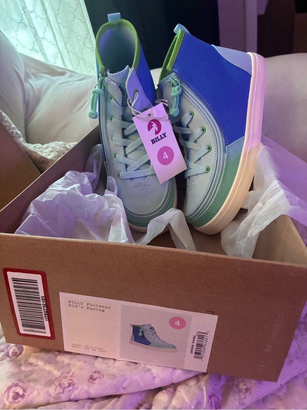 Kids Light Blue High Top Canvas Sneakers — image 3 of 6